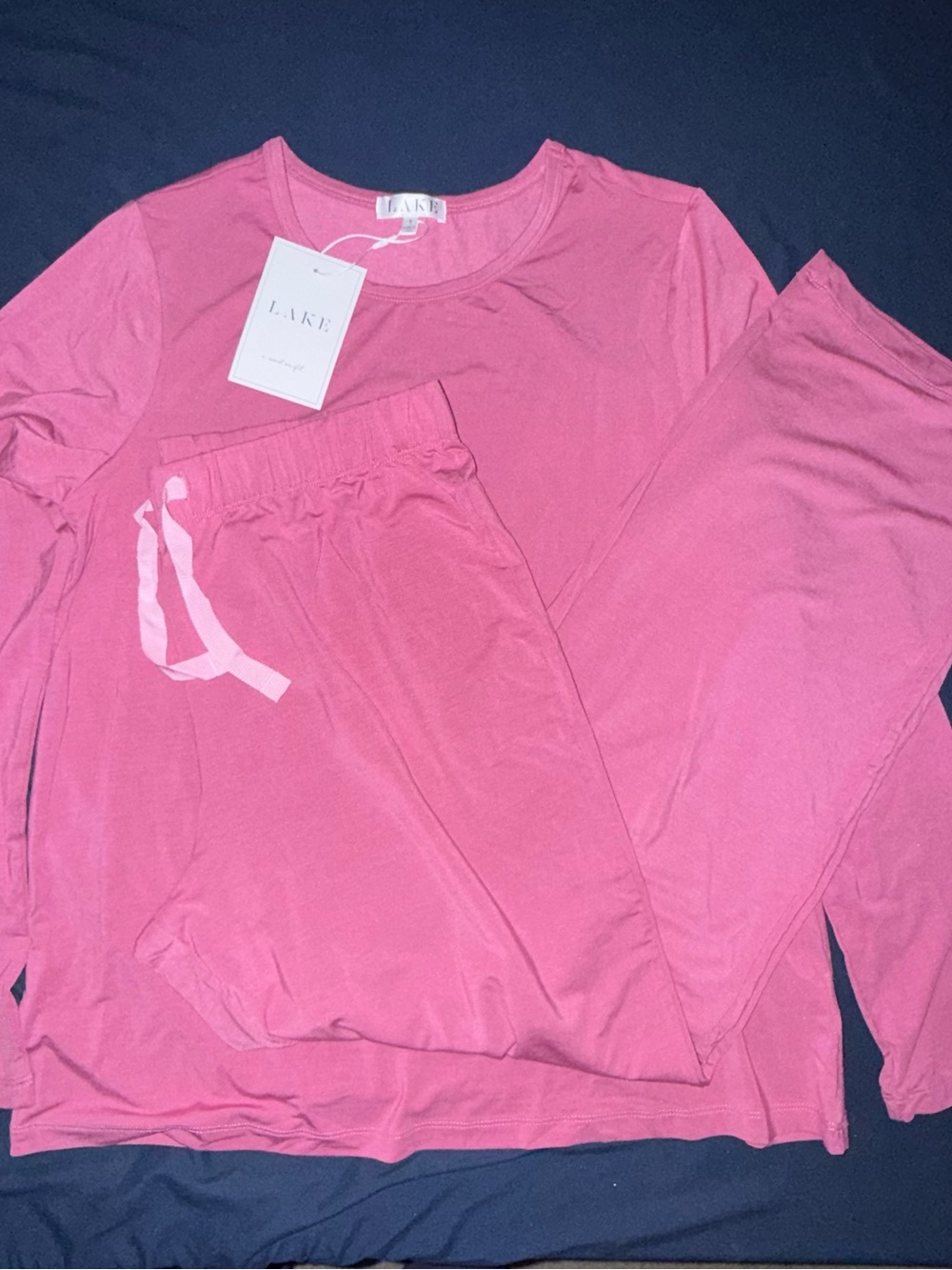 LAKE Pajamas NWT DreamModal Ribbon Long-Long Set in Camellia - Small